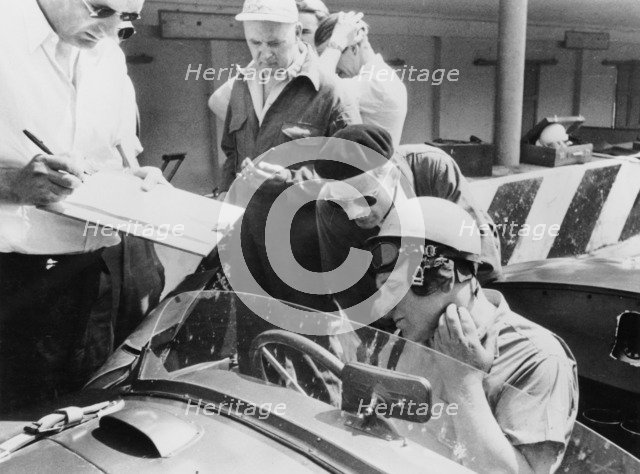 Reg Parnell in Aston Martin DB3S, Monza, 1952. Artist: Unknown