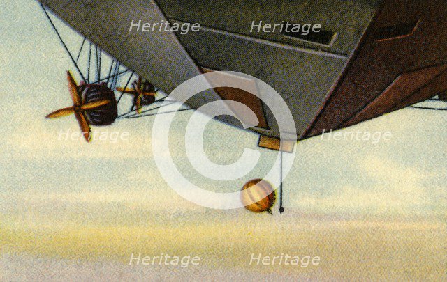 Ascent of zeppelin, Arctic expedition, 1932. Creator: Unknown.