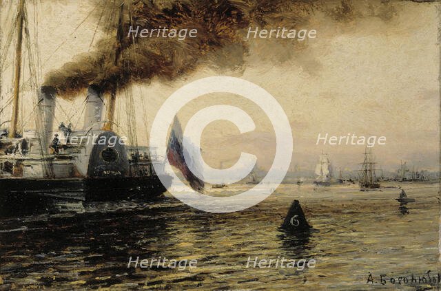 The Anchoring Place by Kronstadt, 1850-1887. Creator: Aleksey Bogolyubov.