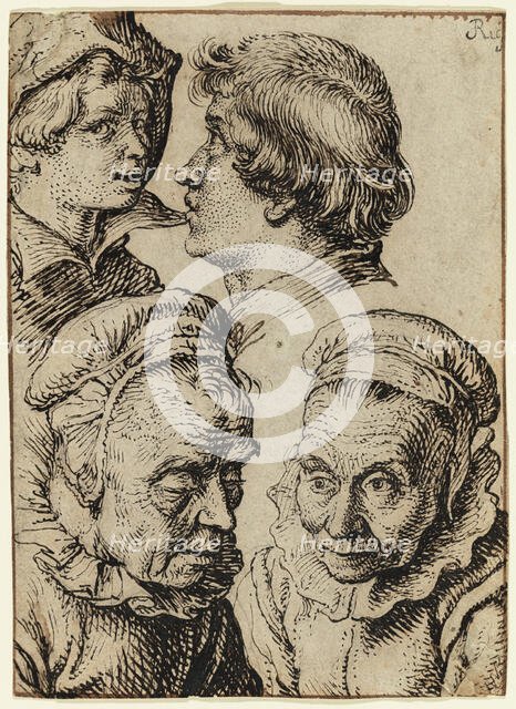 Studies of the Heads of Two Youths and an Old Woman, between 1600 and 1605. Creator: Jacques de Gheyn II.