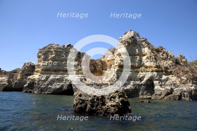 The cliffs at Praia de Dona Ana, Portugal, 2009. Artist: Samuel Magal