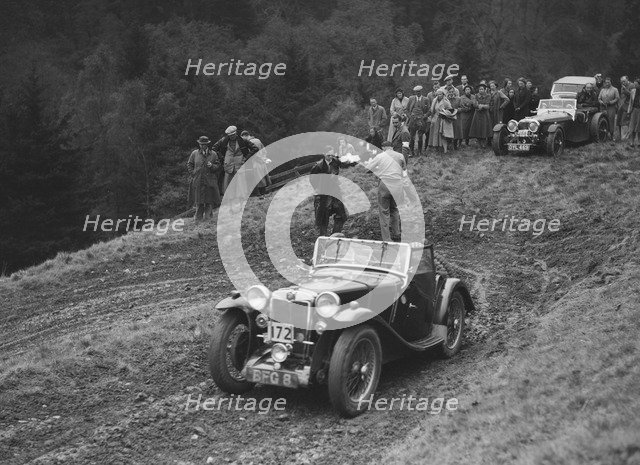 MG PA of D Clare competing in the MCC Edinburgh Trial, Roxburghshire, Scotland, 1938. Artist: Bill Brunell.