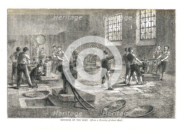 The Interior of the Mint from a drawing of about 1800, 1878 Artist: Walter Thornbury