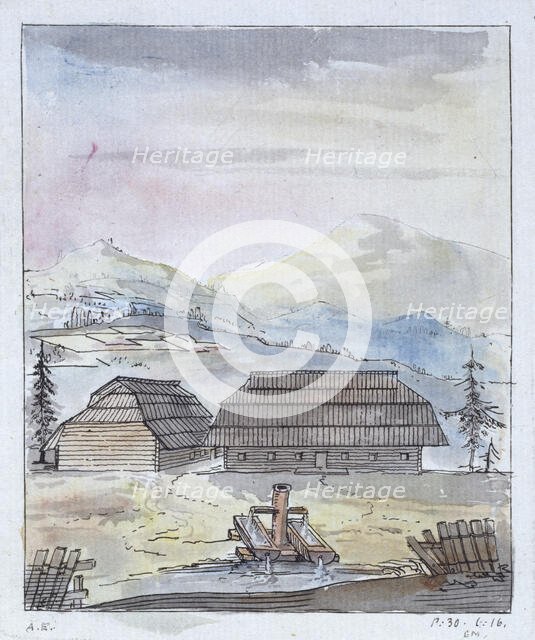 Timber Buildings in the Forests of Southern Germany, 1786.  Creator: Elias Martin.