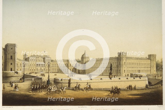 View of the Main Gatchina palace, Mid of the 19th cen.. Artist: Schulz, Carl (1823-1876)
