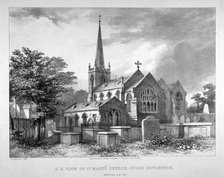 South-east view of St Mary's Church, Stoke Newington, London, 1842.         Artist: JR Jobbins