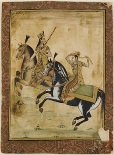 A Prince and princess on horseback, 18th century. Creator: Unknown.