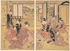 Two Young Women Playing a Game of Sugoroku. Creator: Utagawa Toyokuni I.