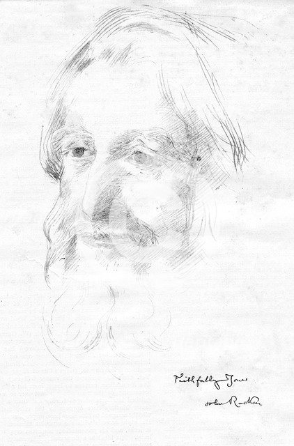 John Ruskin, late 19th century. Artist: Ethel Webling