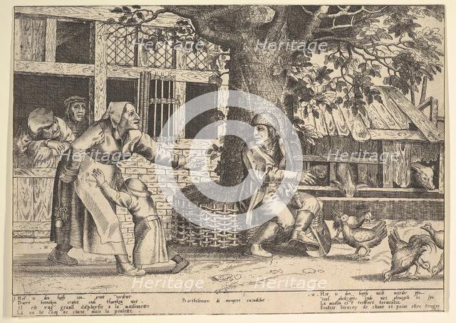 The Hen-Pecked Husband. Creator: Peeter van der Borcht.