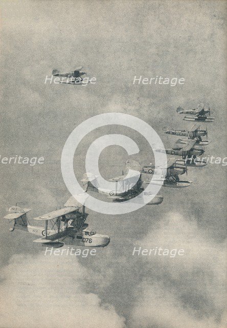 Flying boats and floatplanes from aircraft carriers of the Royal Navy, c1936 (c1937). Artist: Unknown.