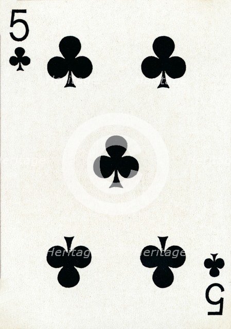 5 of Clubs from a deck of Goodall & Son Ltd. playing cards, c1940. Artist: Unknown.