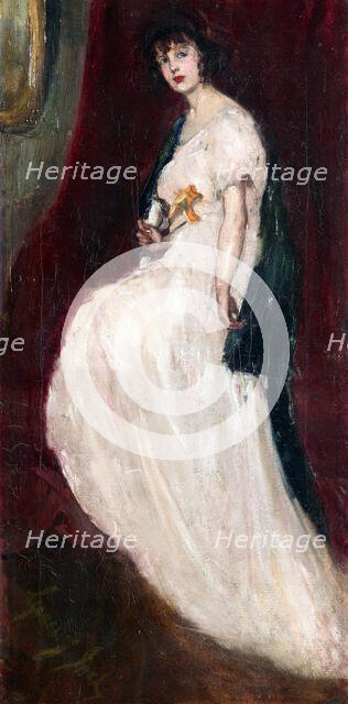 Girl in a pink dress, c1920. Creator: Grace Joel.