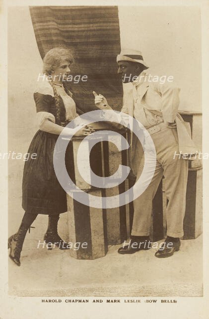 Harold Chapman and Mark Leslie performing a revue for the Bow Bells, [between 1910 and 1919?]. Creator: Unknown.