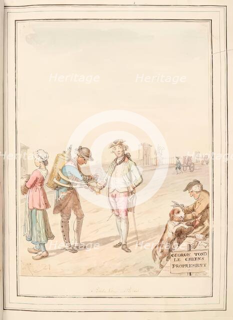 Pont Neuf, Paris, leaf from 'A Collection of Dresses by David Allan Mostly from Nature', 1776. Creator: David Allan.