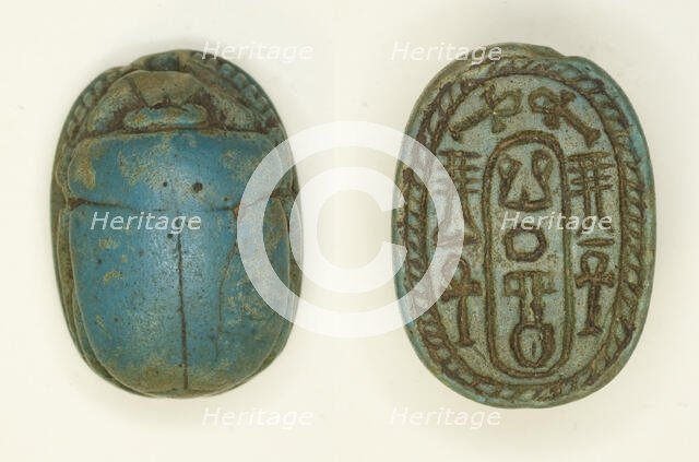 Scarab: Neferkara and Hieroglyphs (ankh and djed signs), Egypt, Middle Kingdom-Second... Creator: Unknown.
