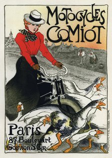 Motocycles Comiot', advertising poster, 1899. Creator: Steinlen, Théophile Alexandre (1859-1923).