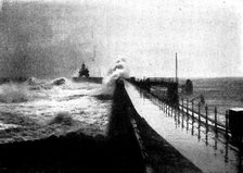 Tynemouth Jetty during the recent storm, 1898. Creator: Auty.