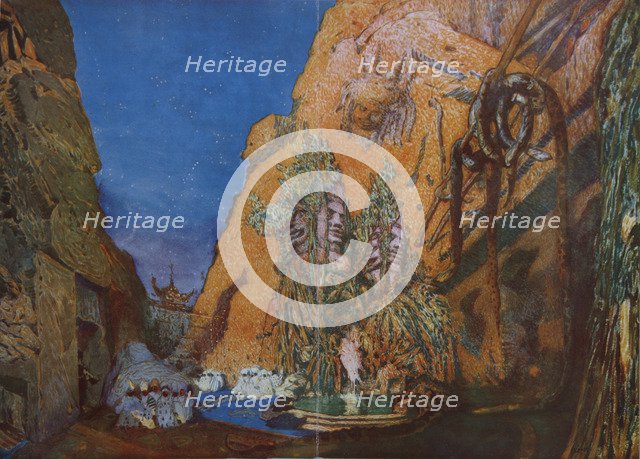 Stage design for the Ballet Blue God by R. Hahn, 1912. Artist: Bakst, Léon (1866-1924)