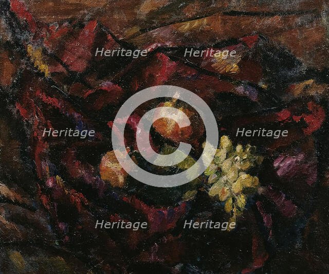 Still life with grapes and apples, c1910-1912. Creator: Anton Faistauer.