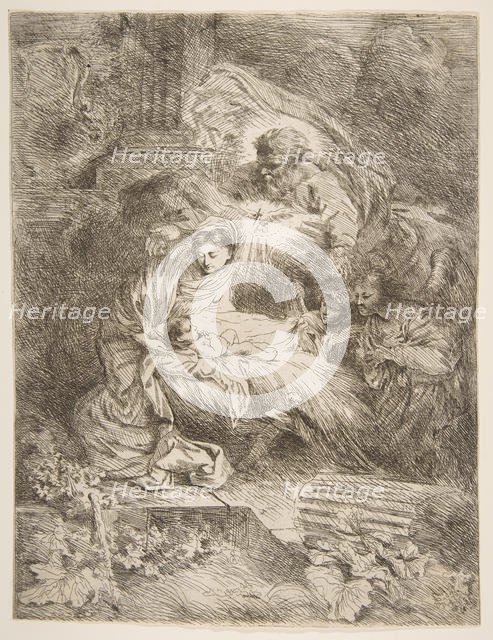 God the Father observing the Virgin and Child, angels to the right, ca. 1645-47. Creator: Giovanni Benedetto Castiglione.
