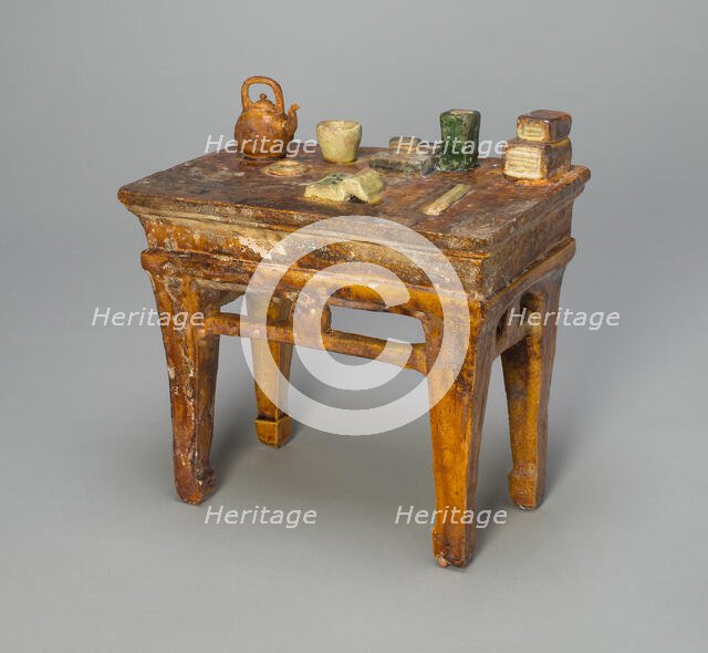 Miniature Table with Scholarly Implements (Mingqi), Ming dynasty (1368-1644). Creator: Unknown.