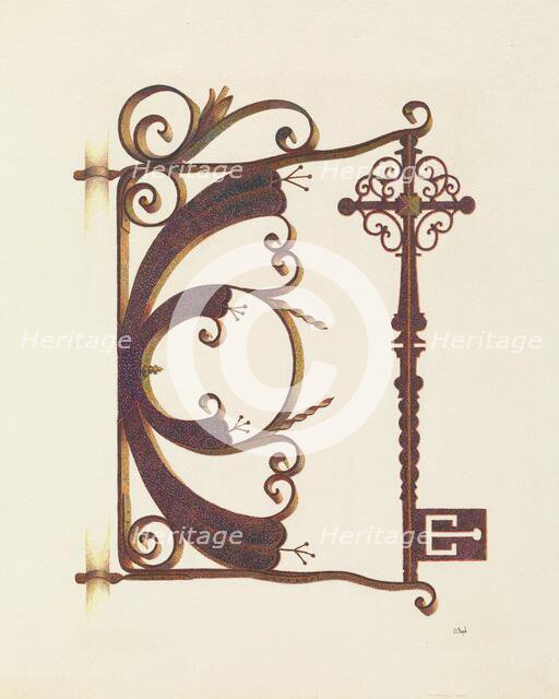 Locksmith's Sign, 1935/1942. Creator: Joseph L. Boyd.