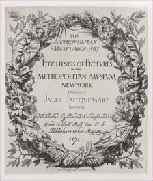 Title page, Etchings of Pictures in the Metropolitan Museum New York, 1871. Creator: Jules-Ferdinand Jacquemart.