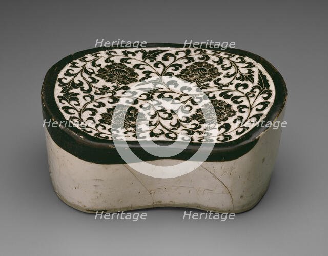 Bean-Shaped Pillow with Peony Scrolls, Northern Song dynasty, (960-1127), early 12th century. Creator: Unknown.