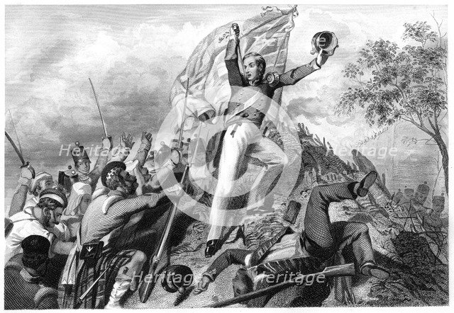 'Capture of the guns by the Highlanders before Cawnpore', 1857, (c1860). Artist: Unknown