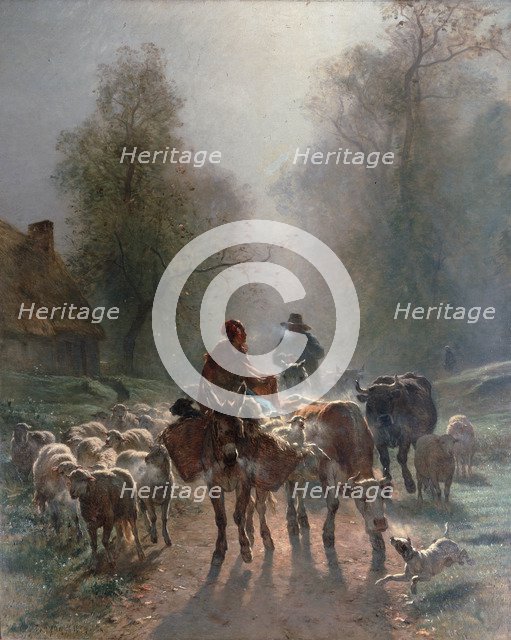 On the Way to the Market', 1859.  Creator: Troyon, Constant (1810-1865).