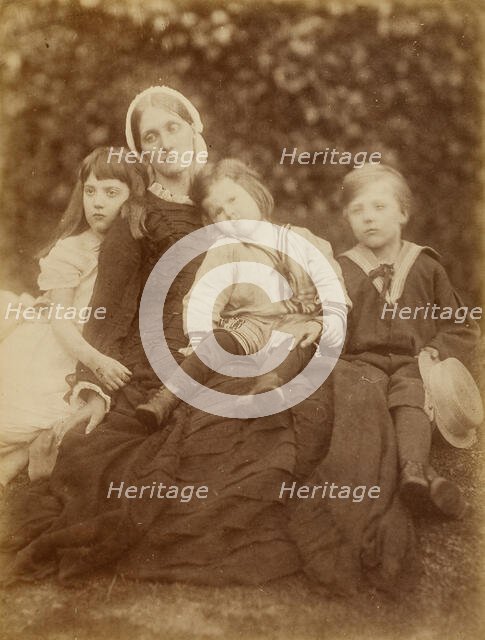 Mrs. Herbert Duckworth with Florence Fisher, George Duckworth, and Herbert Fisher, August 1872. Creator: Julia Margaret Cameron.