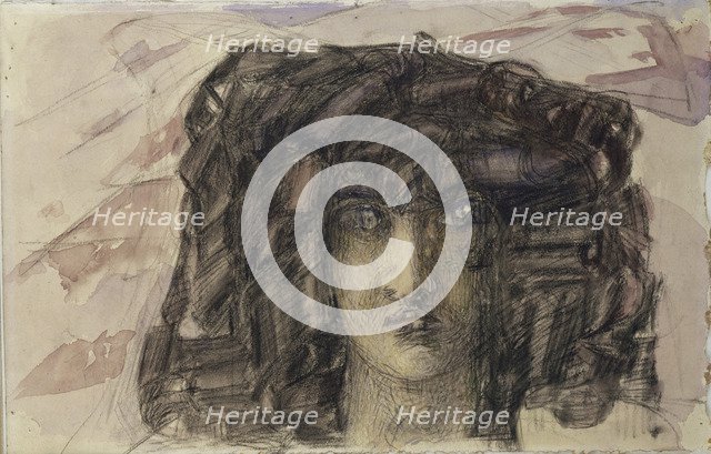 Demon's head. Illustration to the poem The Demon by Mikhail Lermontov, 1890-1891. Artist: Vrubel, Mikhail Alexandrovich (1856-1910)