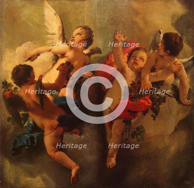Cupids with Grapes. Series "Four Seasons", 1740s. Creator: Tiepolo, Giambattista (1696-1770).
