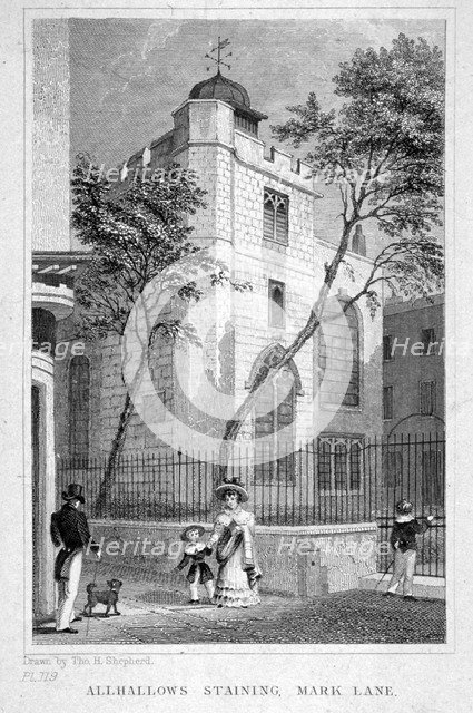 Church of All Hallows Staining, London, 1829. Artist: Thomas Hosmer Shepherd