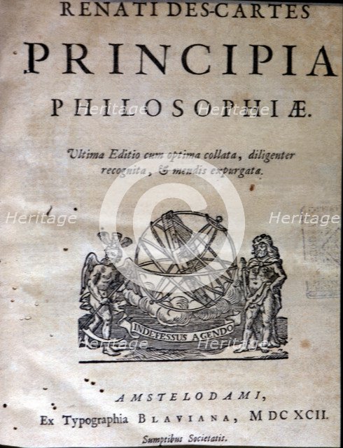 Cover of the book Principia Philosophiae by Descartes, 1692 edition.