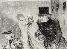 Tu m'embêtes, mon épouse!...v'là une heure..., 1843. Creator: Honore Daumier.