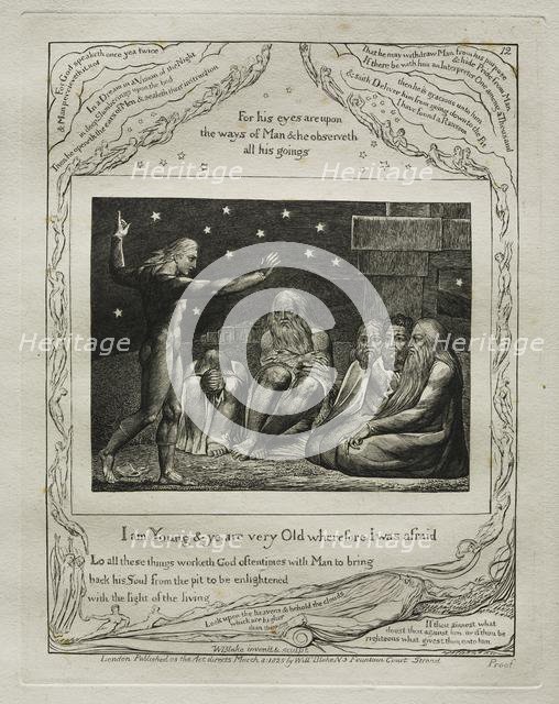 The Book of Job: Pl. 12, I am Young and ye are very Old wherefore I was afraid, 1825. Creator: William Blake (British, 1757-1827).