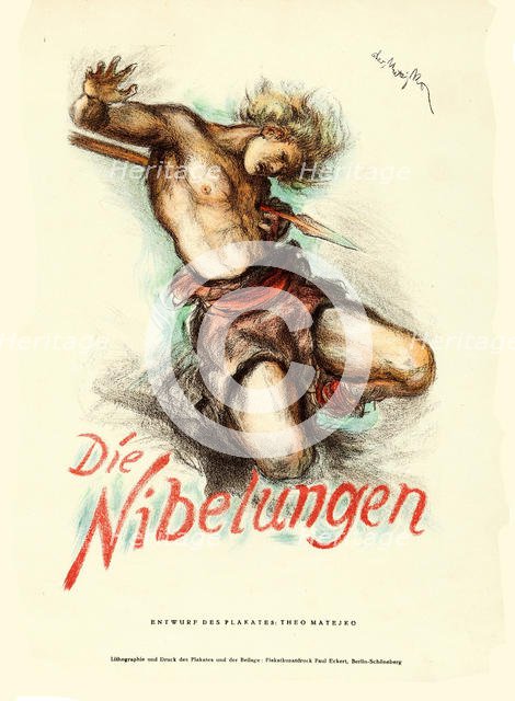Movie poster Die Nibelungen: Siegfried by Fritz Lang, 1924. Creator: Matejko, Theo (1893-1946).