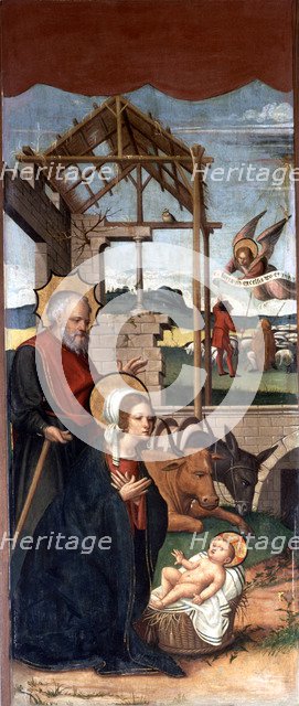  'Birth of Christ', around 1558, tempera and oil on wood, side table of the 'Altarpiece of Santa …