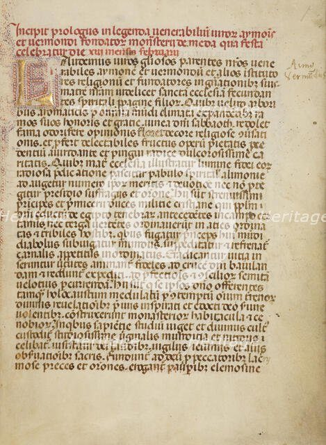 Decorated Initial L;  Les Visions du chevalier Tondal, about 1400. Creator: Unknown.