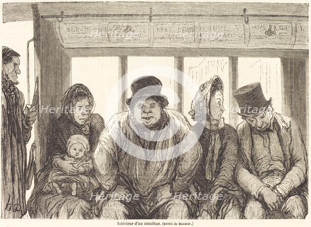 Interieur d'un omnibus [bottom half], published 1864. Creator: Charles Maurand.