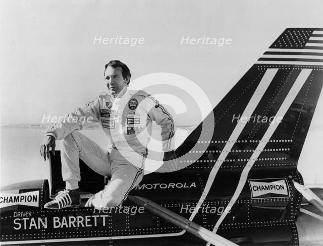 Stan Barrett on Budweiser Rocket car. Creator: Unknown.