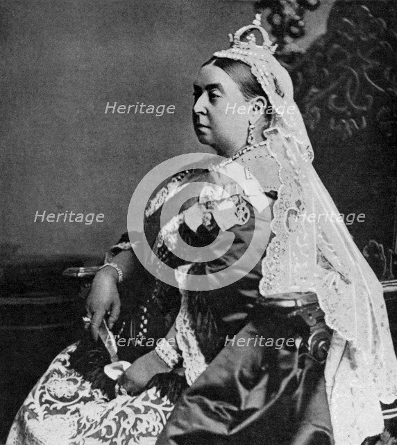 Queen Victoria in ceremonial robes at her Golden Jubilee, 1887 (1951). Artist: Unknown