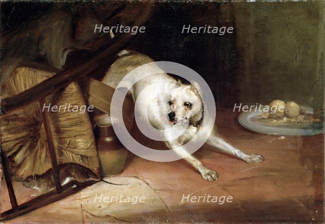 'Dog Chasing a Rat', 19th or early 20th century. Artist: Briton Riviere