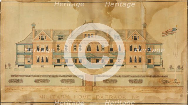 Military Home Barrack No. 1, Presentation Drawing, c. 1880s. Creator: Unknown.
