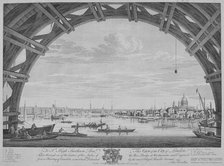 View of London and the River Thames from under Westmister Bridge, 1747. Artist: Remigius Parr