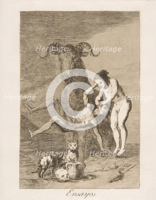 Pllate 60 from 'Los Caprichos': Trials (Ensayos.), 1799. Creator: Francisco Goya.