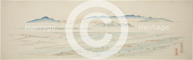 Village of Tamagawa (Tamagawa no sato), from an untitled series of famous views..., c. 1839/40. Creator: Ando Hiroshige.