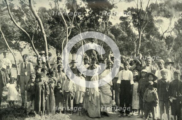 'Hindoo Refugees from the Transvaal in Camp at Cape Town', 1900. Creator: Alf S Hosking.